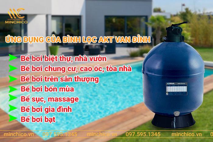 Ứng dụng của bình lọc cát bể bơi AKT van đỉnh