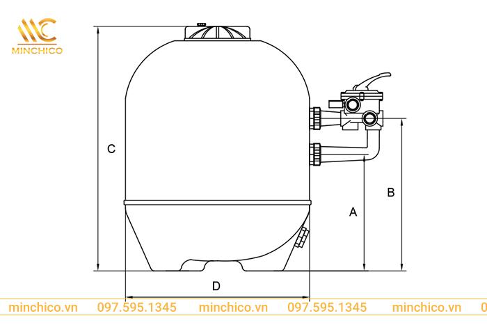 Thông số kỹ thuật bình lọc cát bể bơi Kripsol Model BL Thông số kỹ thuật bình lọc cát bể bơi Kripsol Model BL