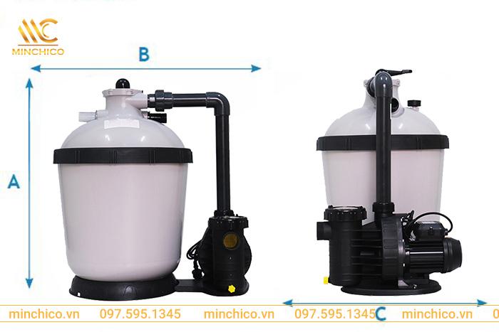 Bảng thông số kích thước bình lọc P - GFI: