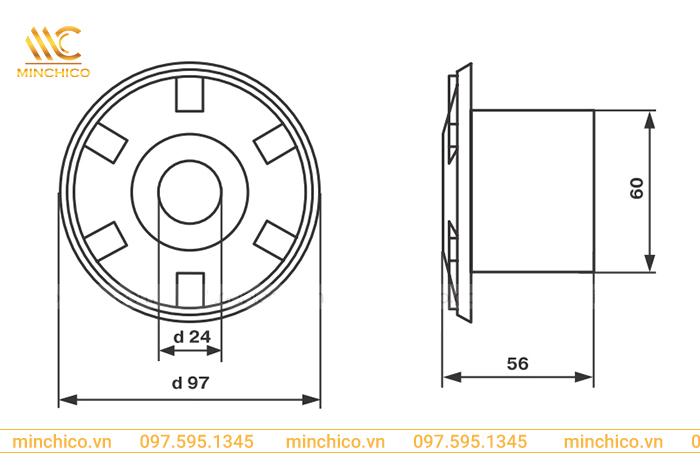 Bản vẽ kích thước đầu trả nước Kripsol
