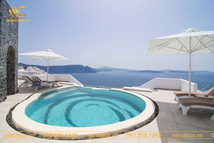 Hồ bơi vô cực của khách sạn Perivolas, Santorini, Hy Lạp Hồ bơi vô cực của khách sạn Perivolas, Santorini, Hy Lạp