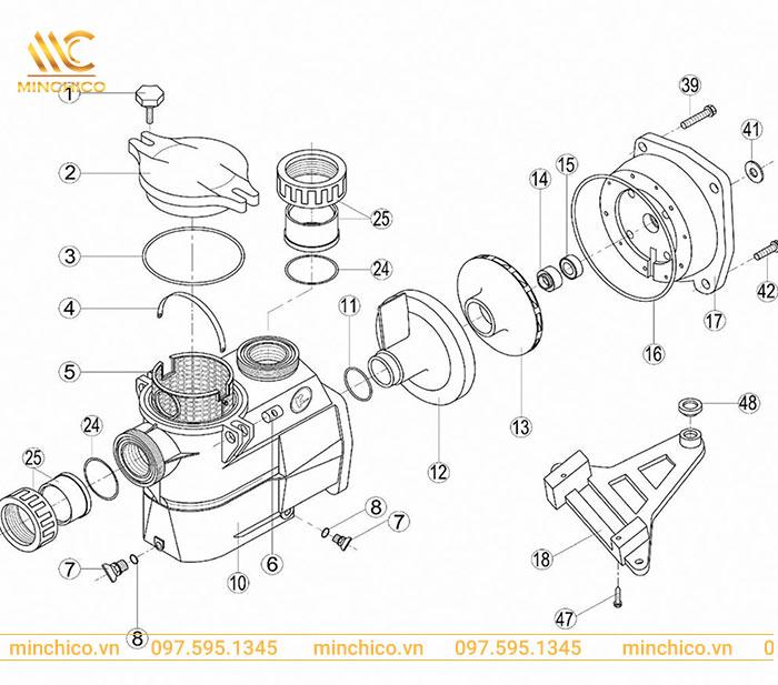 Cấu tạo máy bơm hồ bơi Kripsol KSE