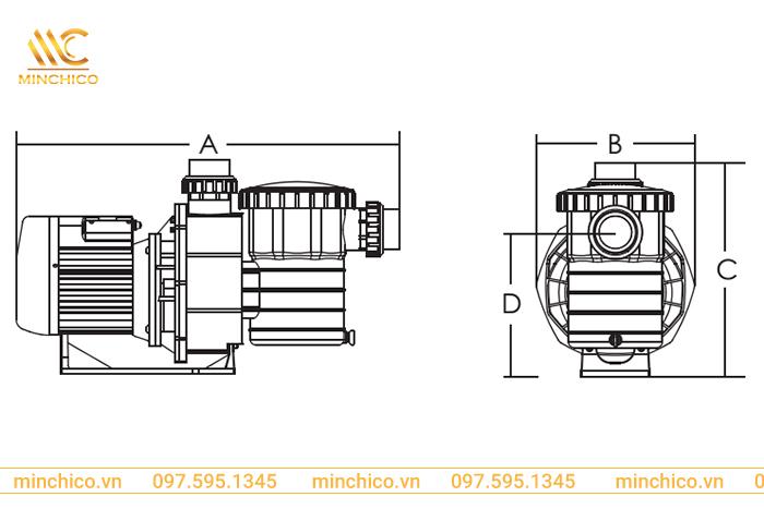 Thông số kỹ thuật máy bơm nước hồ bơi Emaux HP Thông số kỹ thuật máy bơm nước hồ bơi Emaux HP