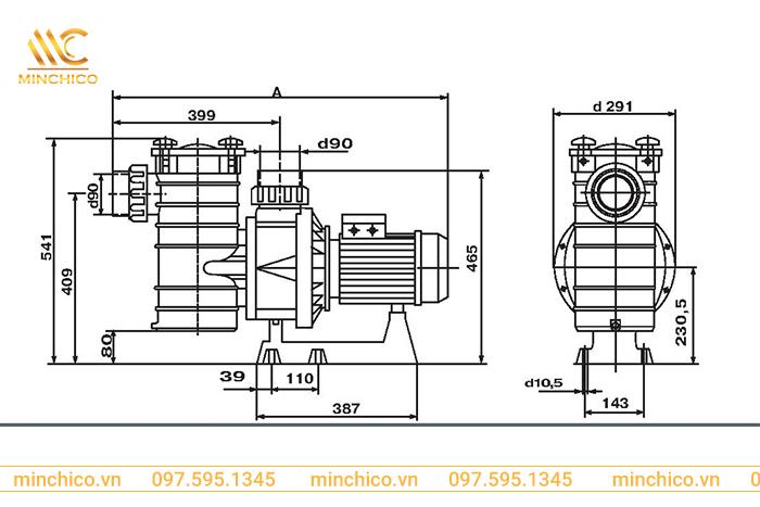 bản vẽ kỹ thuật máy bơm hồ bơi Kripsol KAP bản vẽ kỹ thuật máy bơm hồ bơi Kripsol KAP