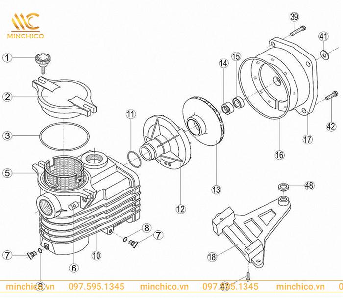 cấu tạo máy bơm lọc nước hồ bơi Kripsol OK