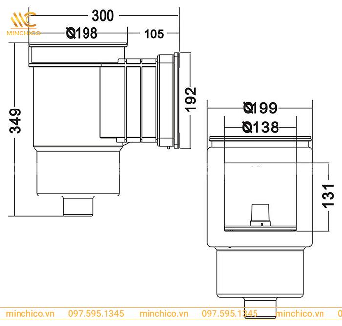 Kích thước Skimmer hồ bơi SPS Kích thước Skimmer hồ bơi SPS