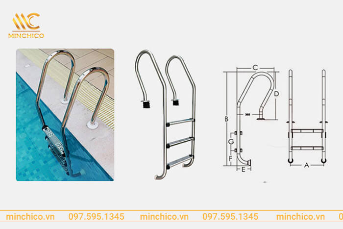 kích thước thang bể bơi SF315