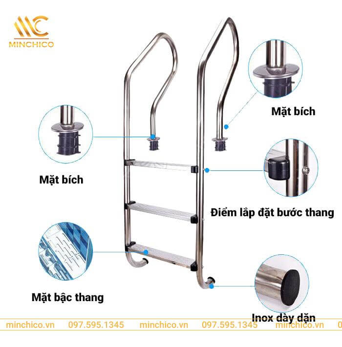 cầu thang bể bơi inox 