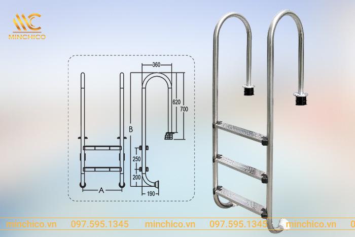 Cầu thang bể bơi Emaux NMU Cầu thang bể bơi Emaux NMU