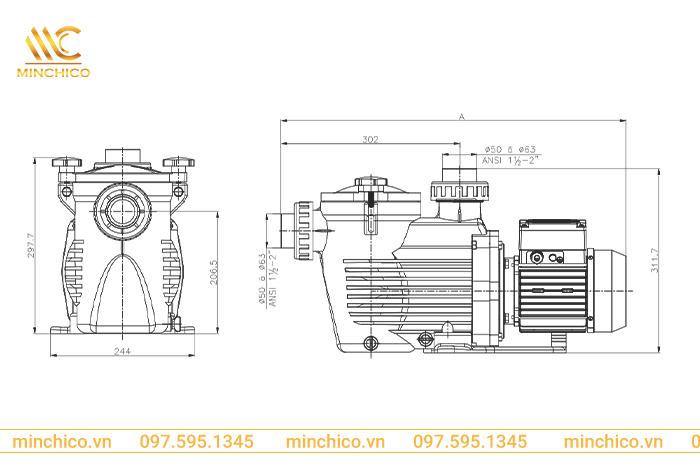 bản vẽ kỹ thuật máy bơm hồ bơi Kripsol KS Evo bản vẽ kỹ thuật máy bơm hồ bơi Kripsol KS Evo