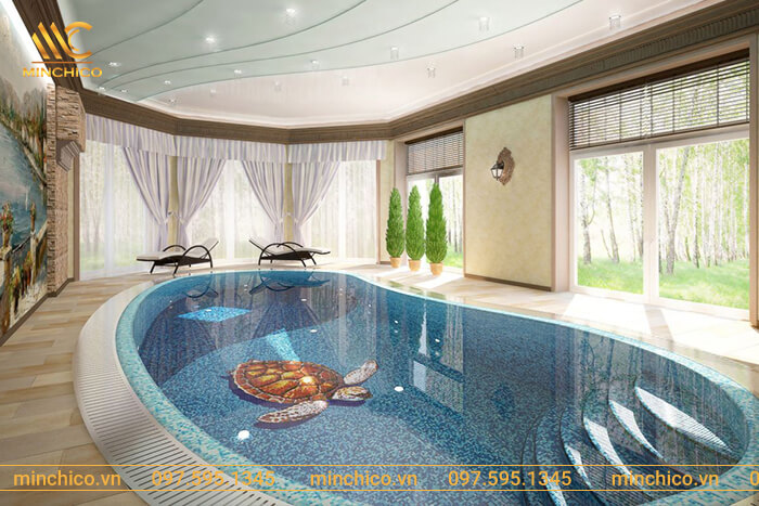 Hồ bơi trong nhà hình quả thật được nhiều gia chủ lựa chọn. Hồ bơi bốn mùa trong nhà đáp ứng nhu cầu bơi lội ngay cả khi thời tiết lạnh Hồ bơi trong nhà hình quả thật được nhiều gia chủ lựa chọn. Hồ bơi bốn mùa trong nhà đáp ứng nhu cầu bơi lội ngay cả khi thời tiết lạnh