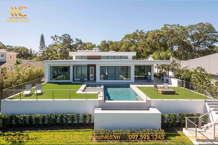 thiết kế nhà có hồ bơi trên sân thượng