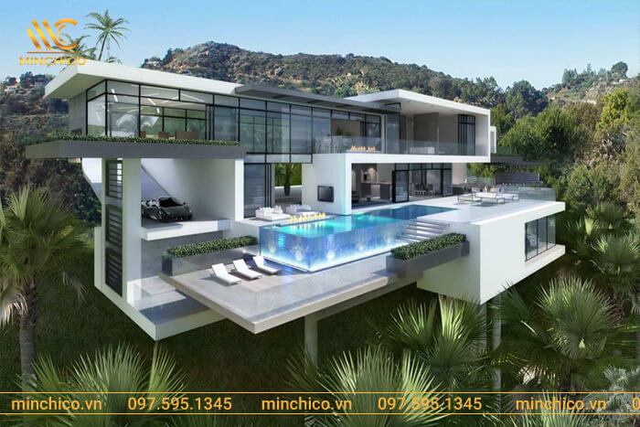 mẫu nhà có bể bơi trên sân thượng