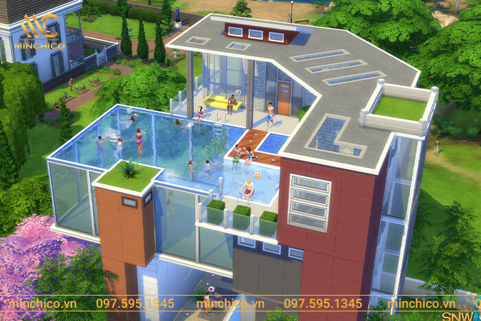 biệt thự có hồ bơi trên sân thượng