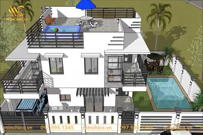 biệt thự có hồ bơi trên sân thượng