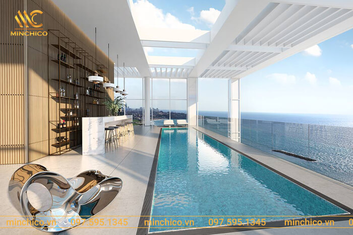 những mẫu nhà có hồ bơi trên sân thượng