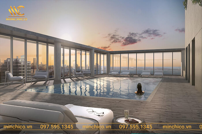 những mẫu nhà có hồ bơi trên sân thượng