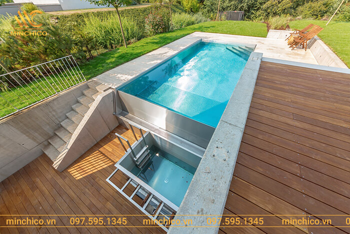 mẫu nhà có bể bơi trên sân thượng