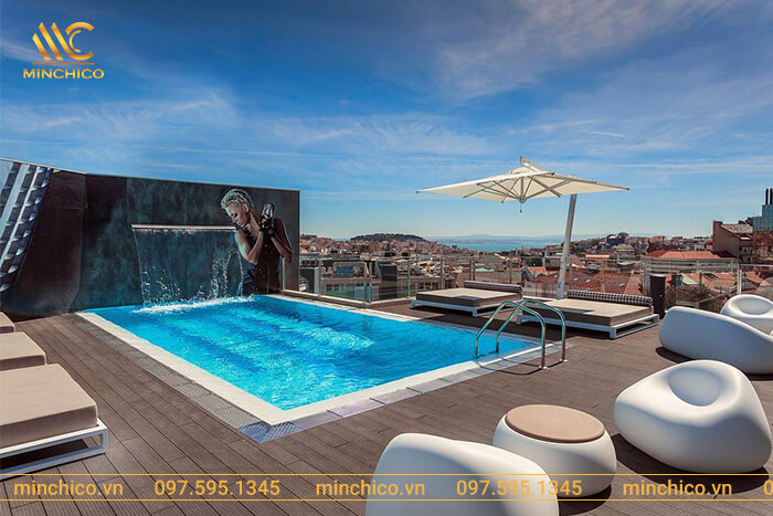 biệt thự có hồ bơi trên sân thượng