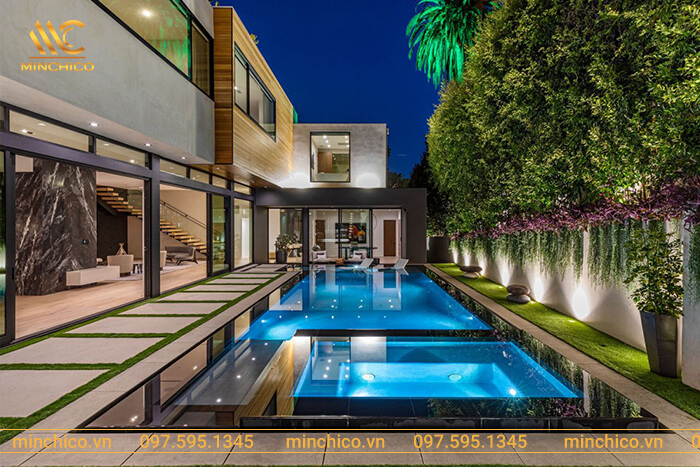 Bể bơi kết hợp bể sục thư giãn cho các thành viên sau giờ làm việc, học tập căng thẳng