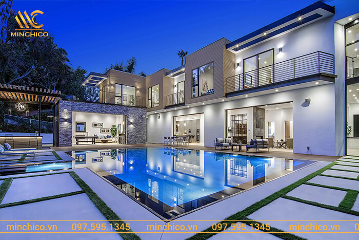 Mẫu thiết kế hồ bơi sân vườn biệt thự siêu sang chảnh