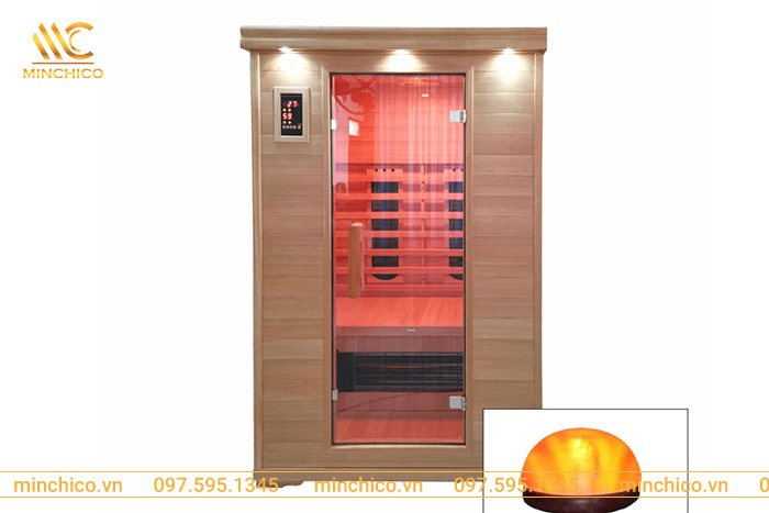 Phòng xông hơi bằng gỗ kết hợp đá muối Phòng xông hơi bằng gỗ kết hợp đá muối