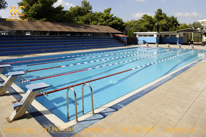 Mẫu bể bơi kinh doanh ngoài trời diện tích nhỏ có 6 làn bơi Mẫu bể bơi kinh doanh ngoài trời diện tích nhỏ có 6 làn bơi