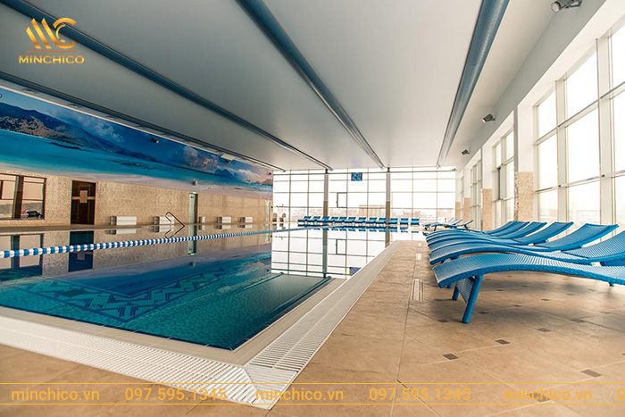 Mẫu bể bơi kinh doanh hình chữ nhật điển hình Mẫu bể bơi kinh doanh hình chữ nhật điển hình