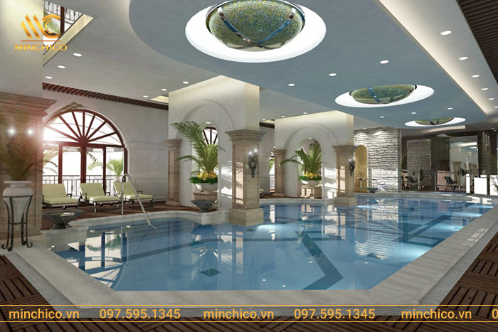 Mẫu thiết kế bể bơi trong nhà đẹp, ưa thích sinh học, phù hợp với khách sạn, resort Mẫu thiết kế bể bơi trong nhà đẹp, ưa thích sinh học, phù hợp với khách sạn, resort