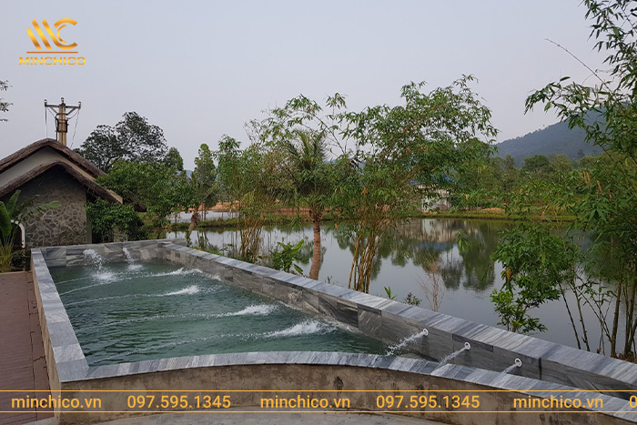 Đặc điểm công trình bể bơi 50m2 anh Hùng, Đại Lải