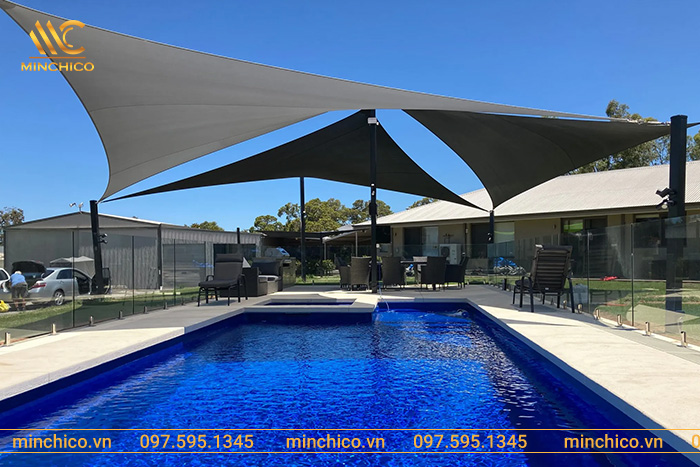 Mẫu mái che bể bơi dạng cánh buồm